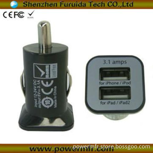 mini car charger with dual USB port